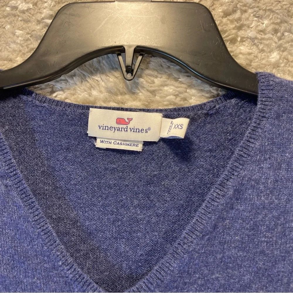 VINEYARD VINES WOMEN XXS BLUE WOOL CASHMERE BLEND KNIT PULLOVER TUNIC SWEATER - Picture 3 of 8